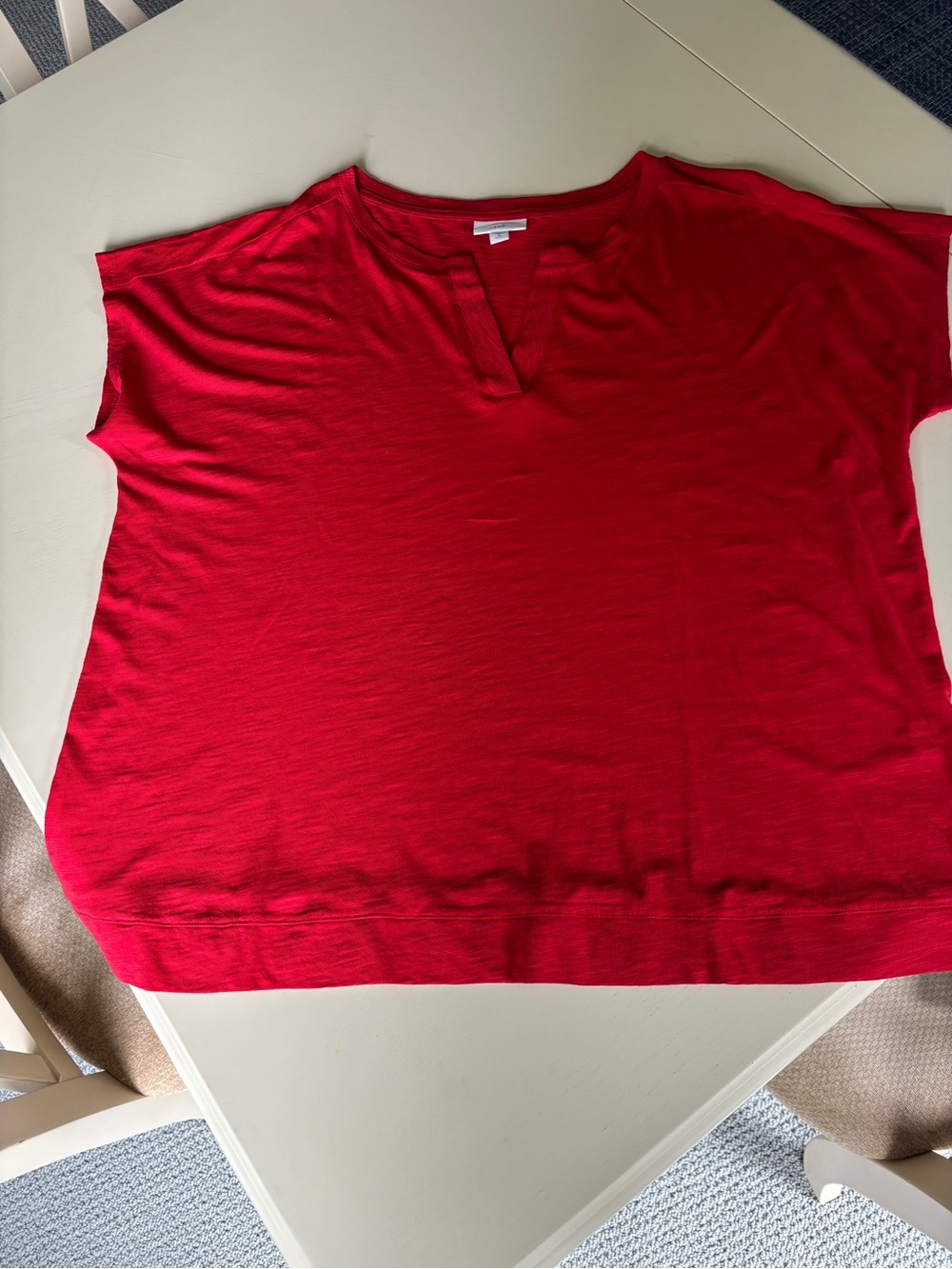 J. Jill Bright Red Split V-Notch Relaxed Tunic